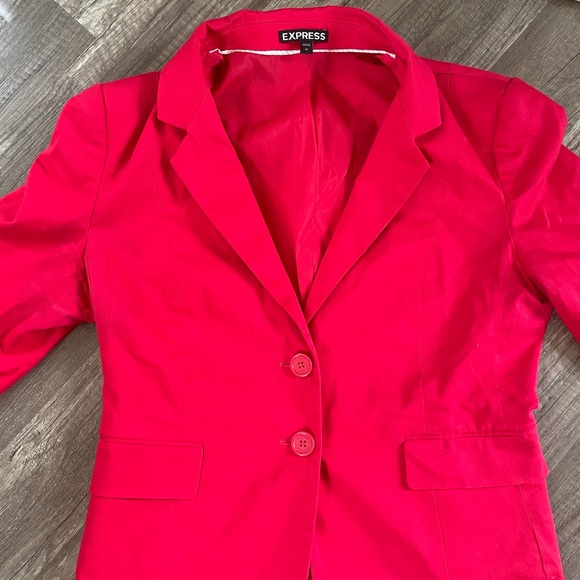 Red express button down blazer, size 10 - Picture 6 of 15